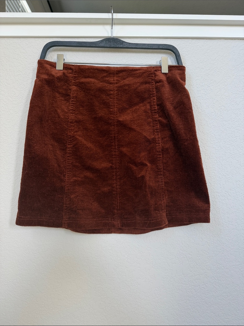 Corduroy Mini Skirt in Rust Brown